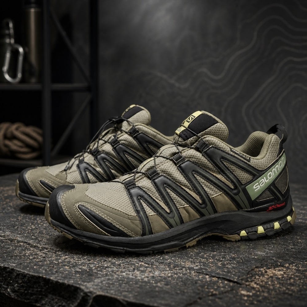 Salomon Men's Olive Green and Black Athletic Trail Shoes